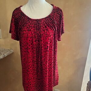 Style & Co. Red and Black Animal Print Blouse